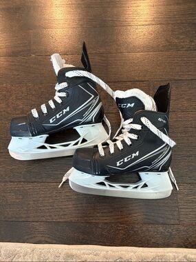 CCM Kids Black and White Ice Hockey Skates